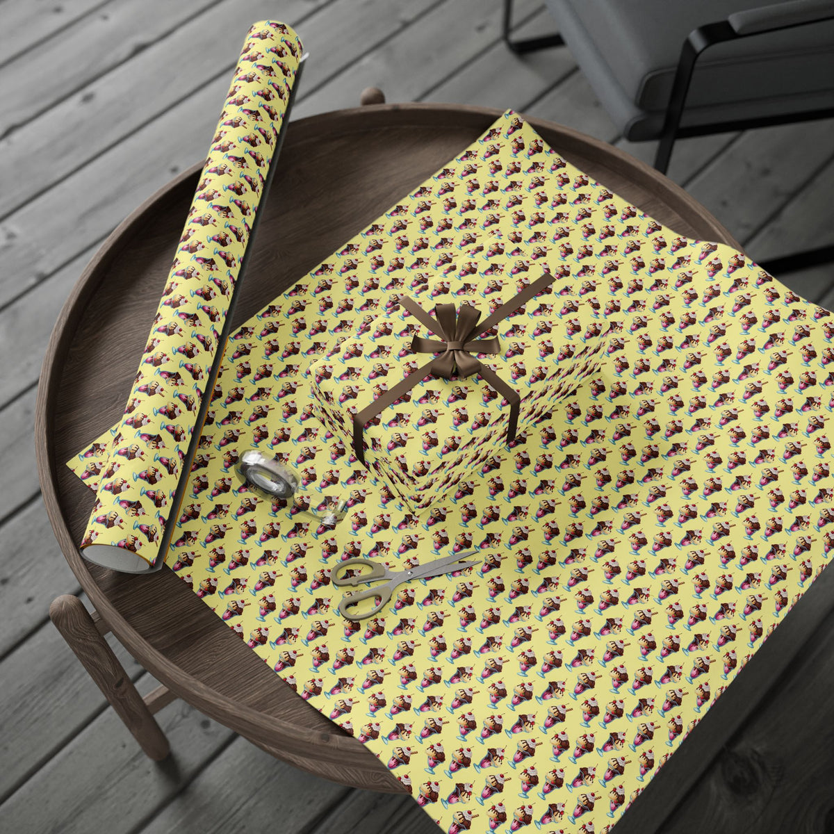 Retro Ice Cream Cone Pattern Wrapping Papers | Vintage Dessert Print