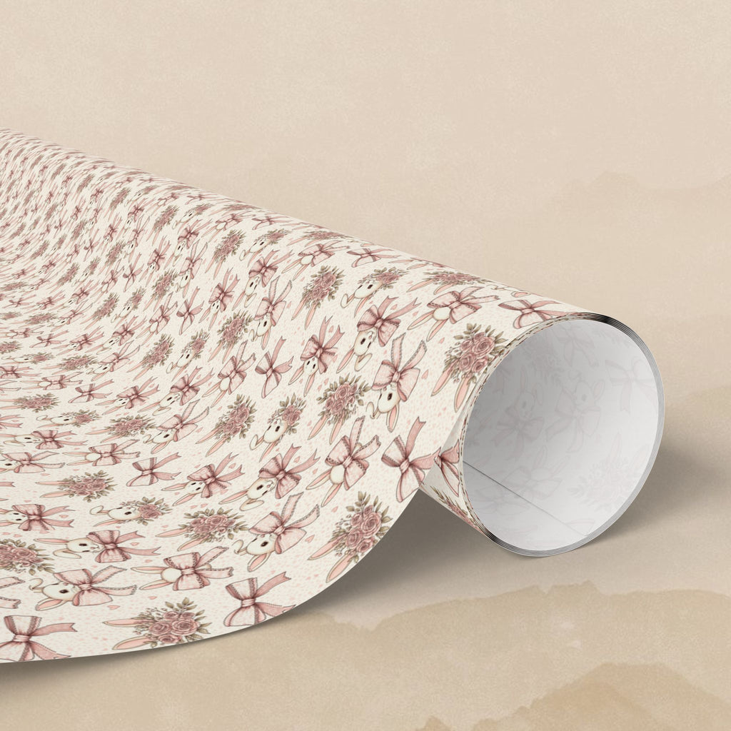 Blush Floral Easter Pattern Wrapping Paper | Vintage Pink Flower Gift Wrap