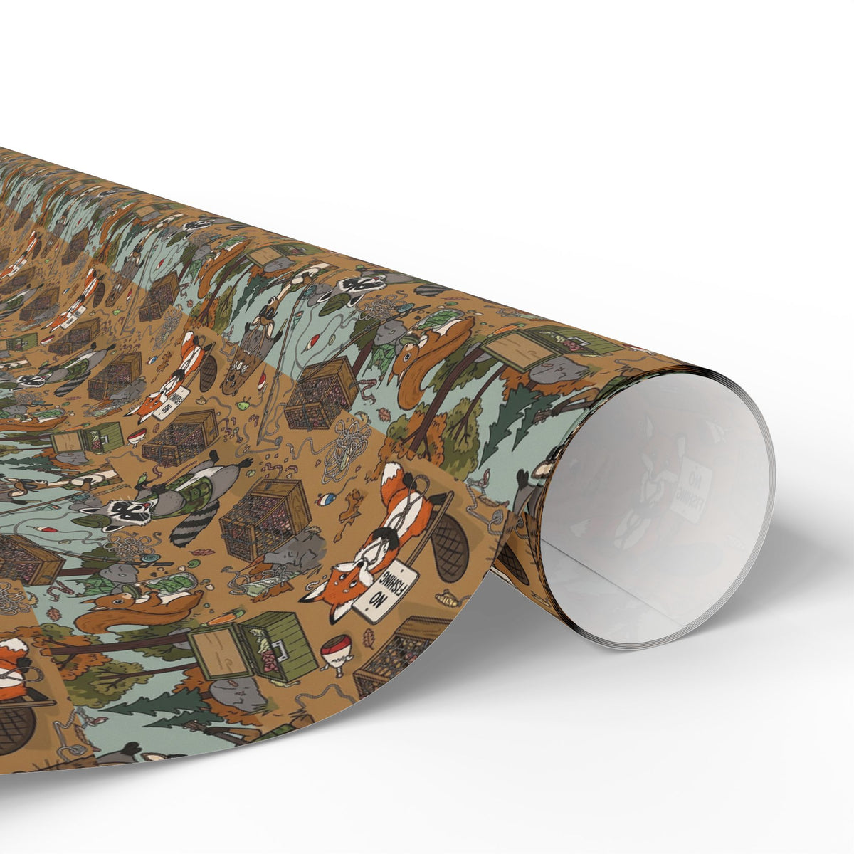 Woodland Camping Pattern Wrapping Paper | Nature Outdoors Gift Wrap