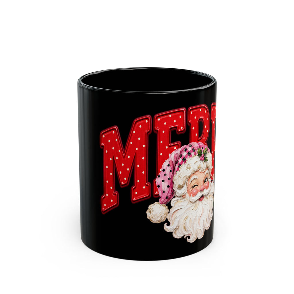 Merry Santa Black Christmas Mug