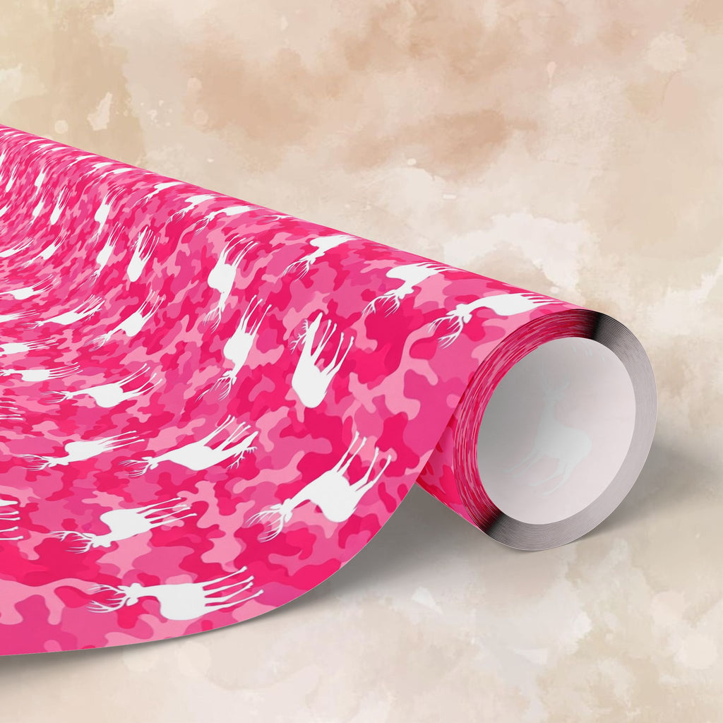 Pink Camo Deer Pattern Wrapping Paper | Pink Cat Camouflage Gift Wrap