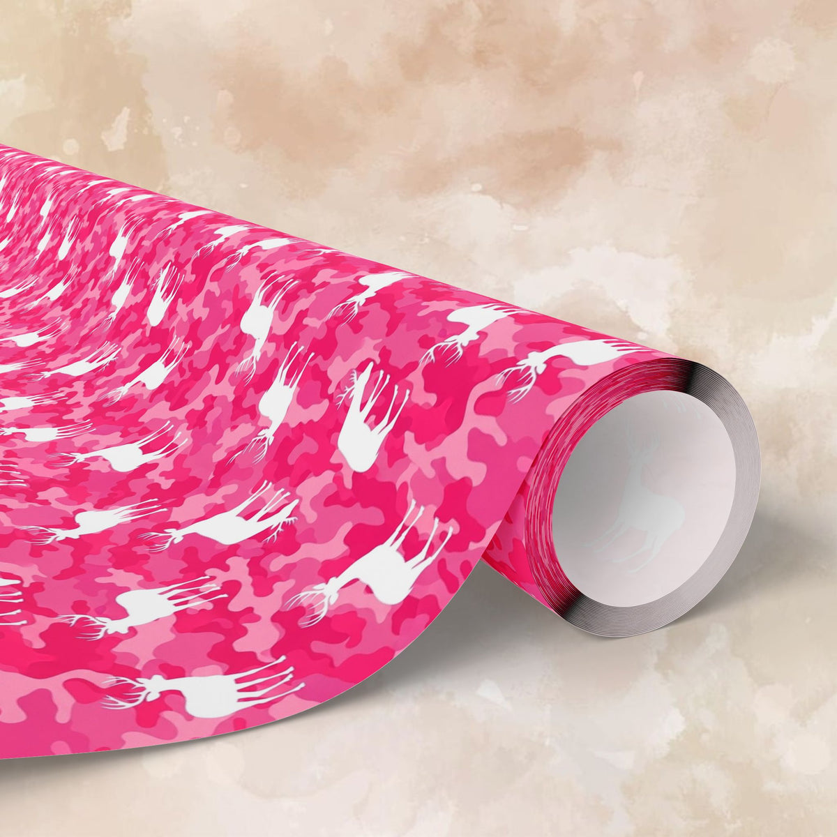 Pink Camo Deer Pattern Wrapping Paper | Pink Cat Camouflage Gift Wrap