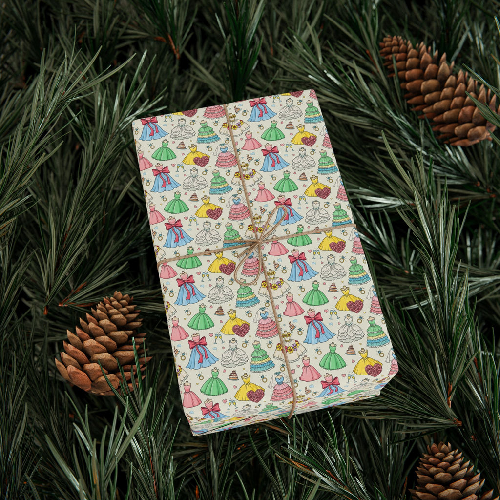 Colorful Princess Dresses Wrapping Papers | Kids Birthday Gift Wrap