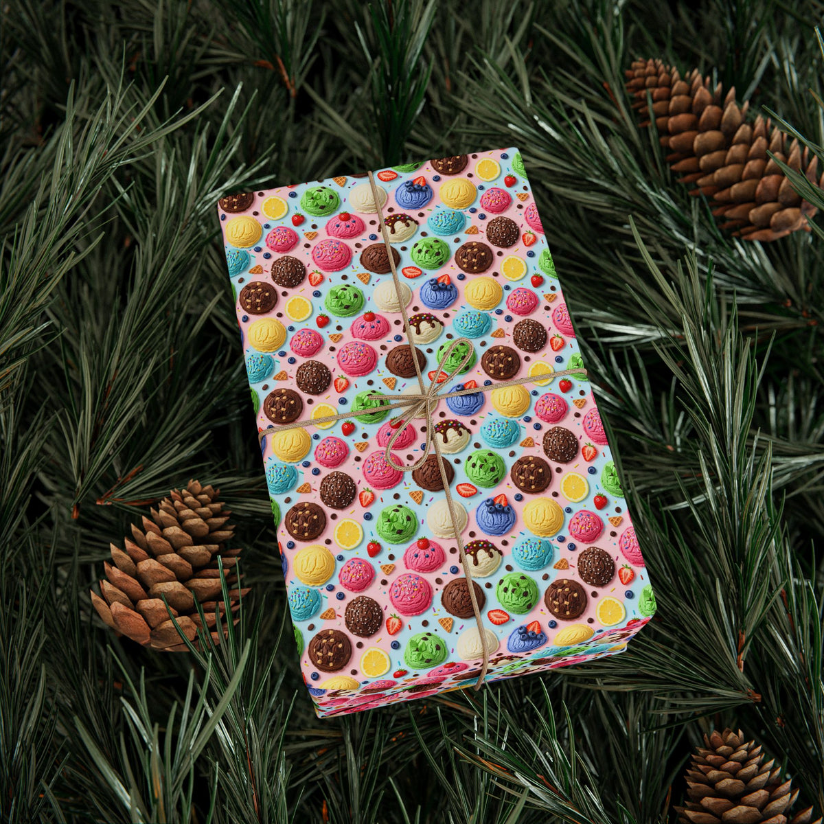 Colorful ice-cream scoop Pattern Wrapping Paper | Bakery Sweets Holiday Wrap