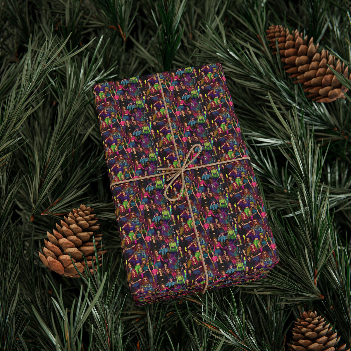 Abstract Neon Wrapping Paper | Dark Multicolor Pattern