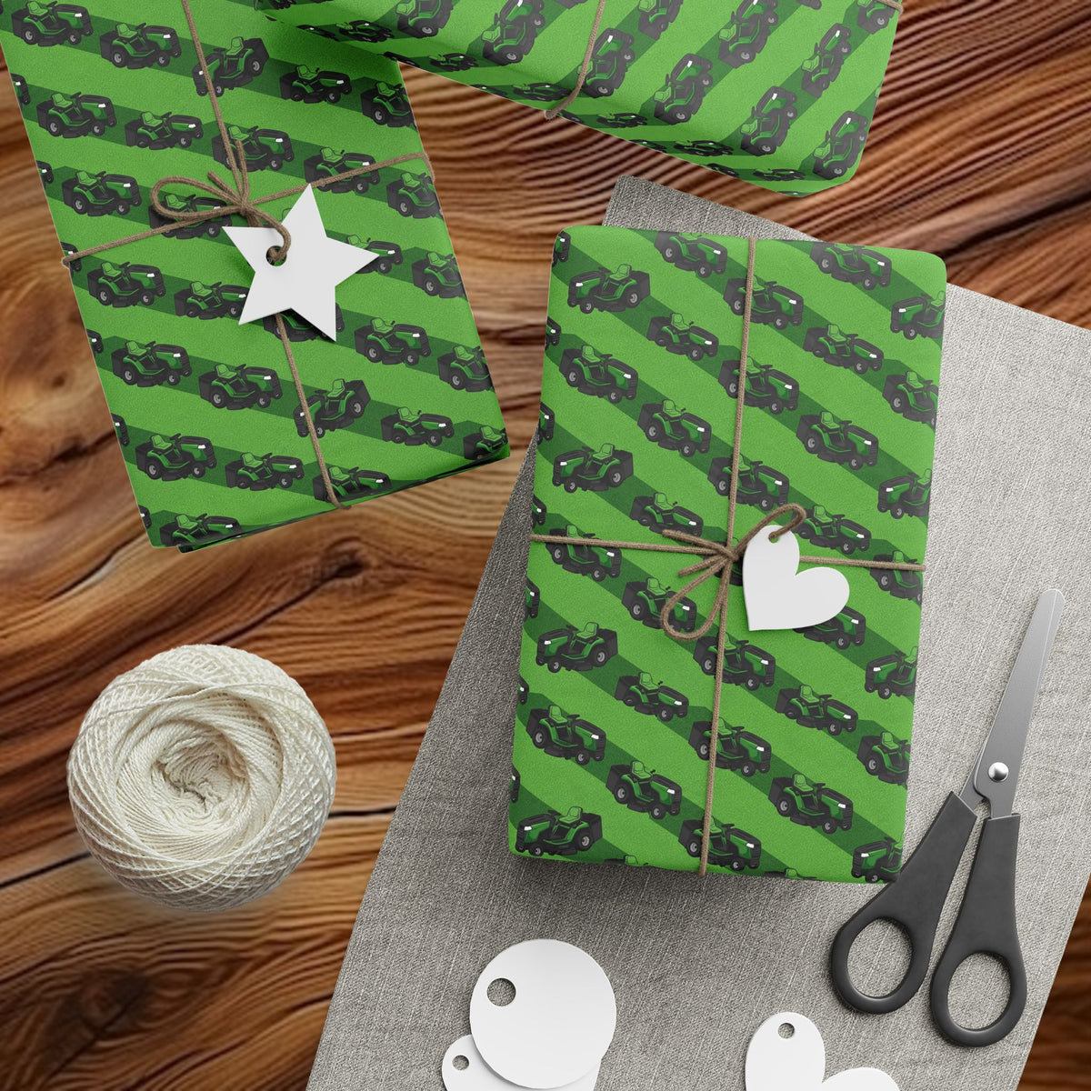 Green Lawn Mower Wrapping Papers