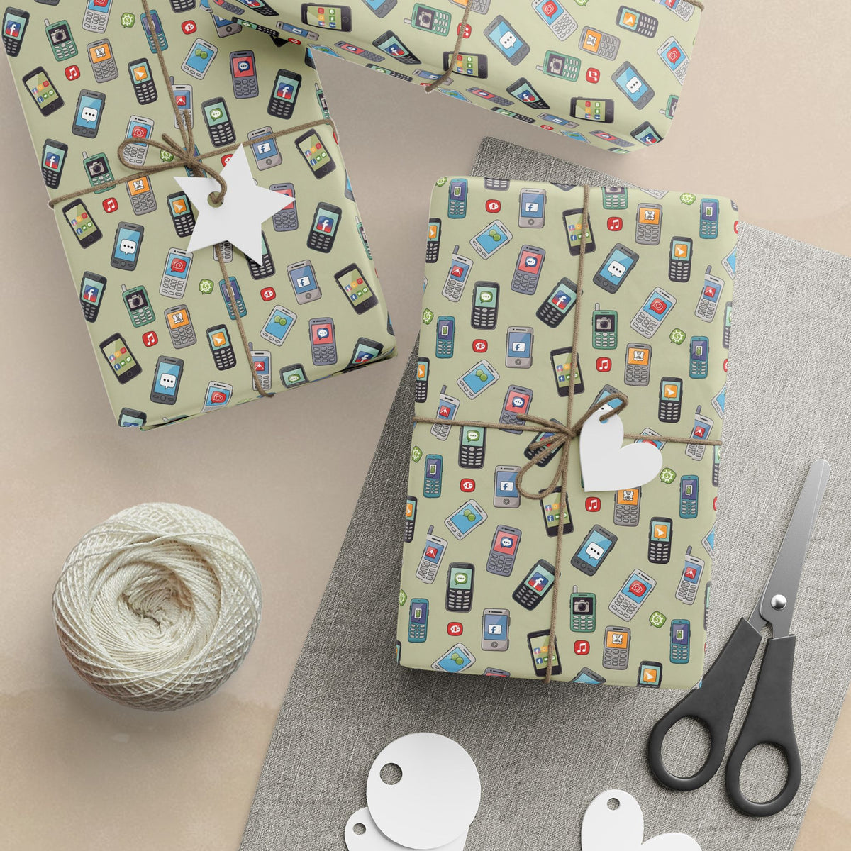 Retro Cell Phone Pattern Wrapping Paper | Vintage Mobile Phone Gift Wrap