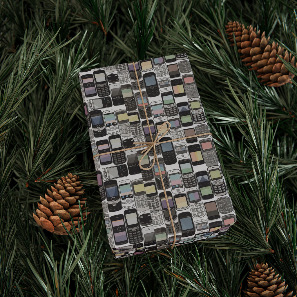 Vintage Cellphone Pattern Wrapping Paper | Retro Mobile Phone Gift Wrap