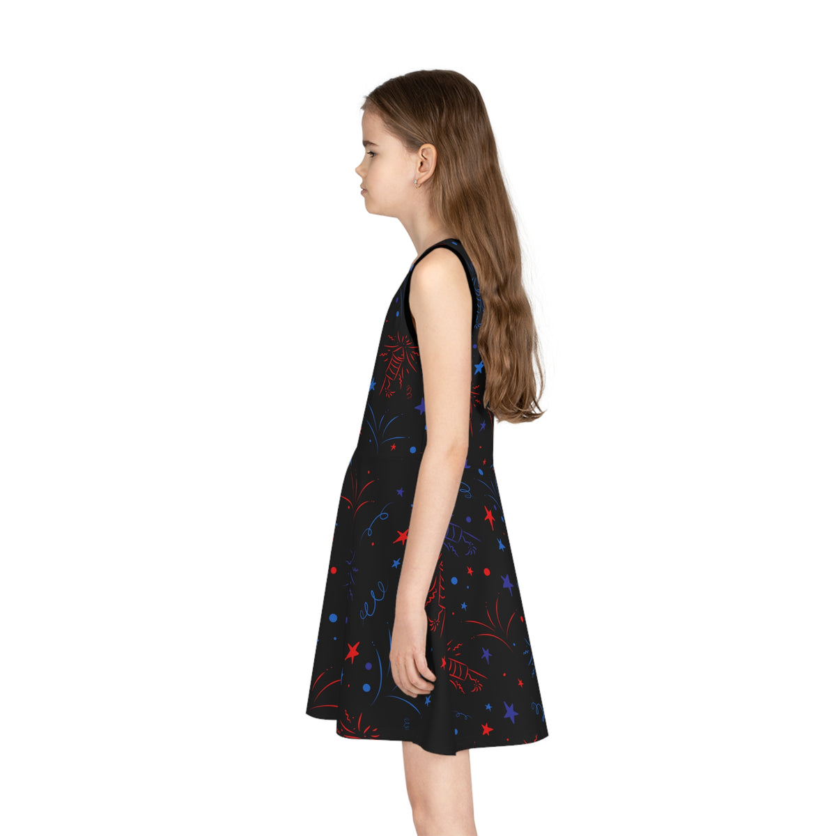 Sparkling Fireworks 4th of July Girls Sundress
