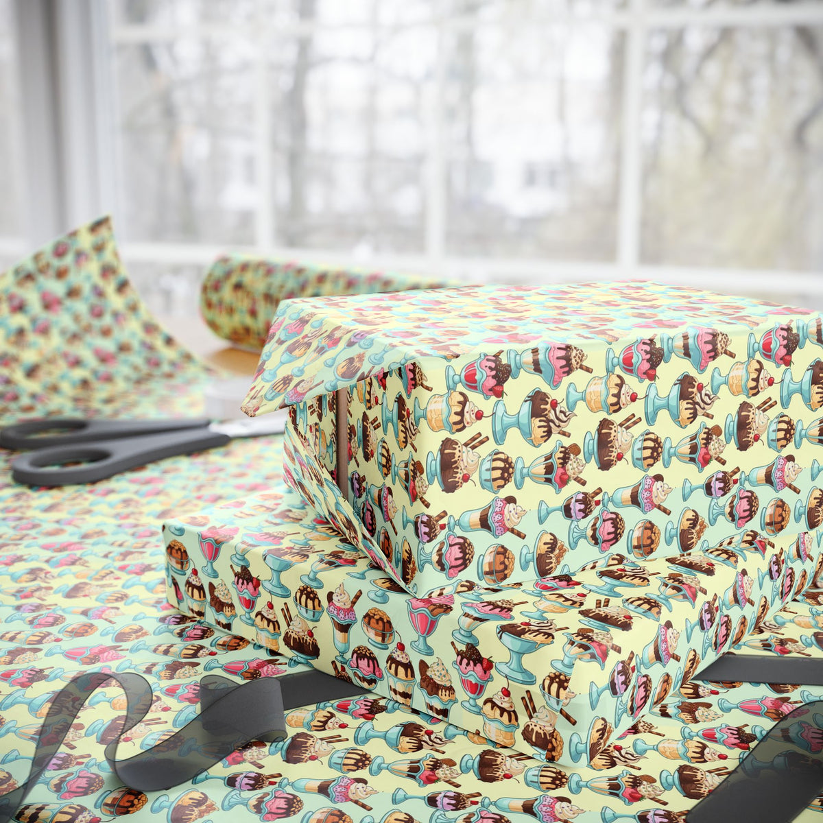 Ice Cream Cones Wrapping Paper | Patterned Gift Wrap, Dessert Party