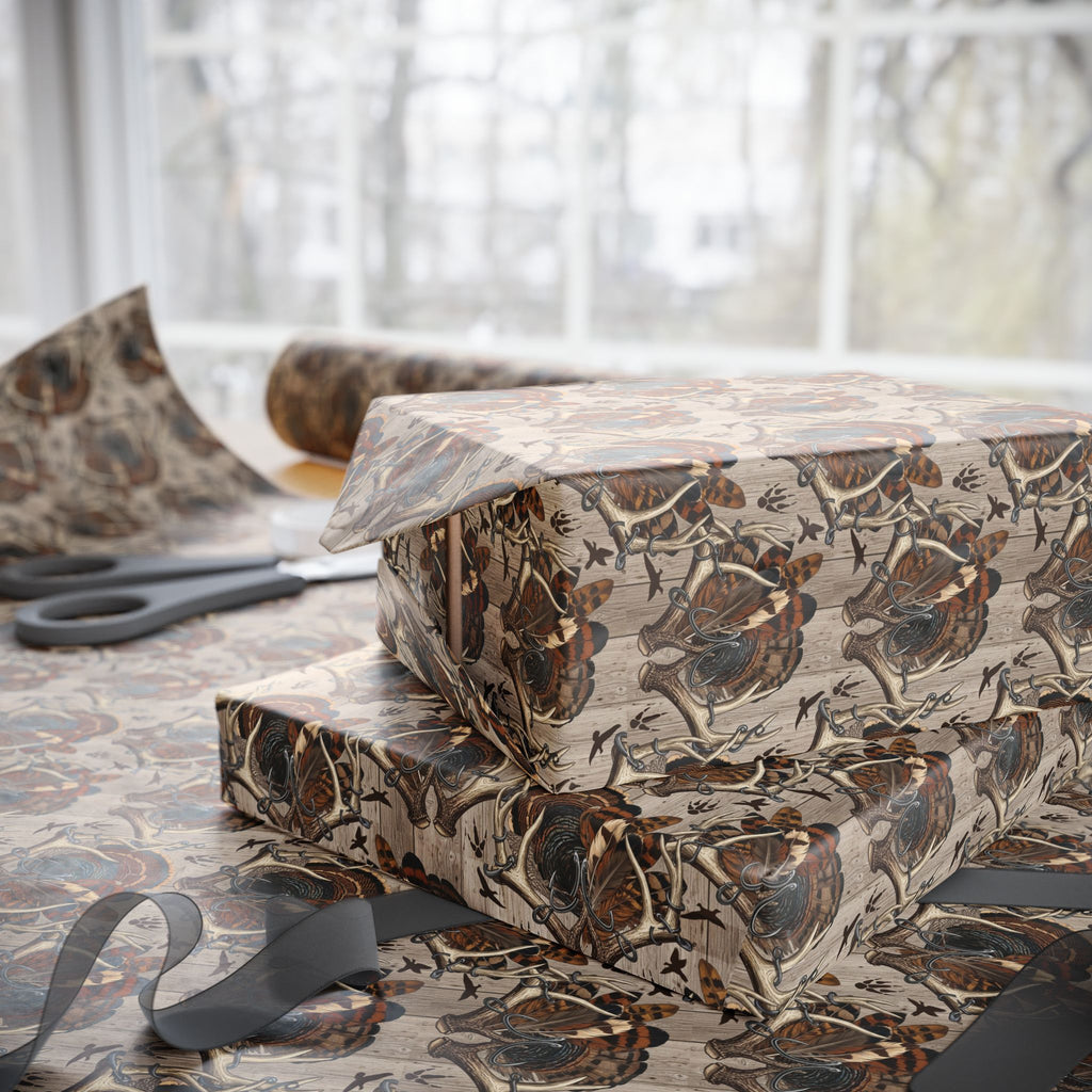 Hunters Antler Pattern Wrapping Papers | Brown Marble Floral Gift Wrap