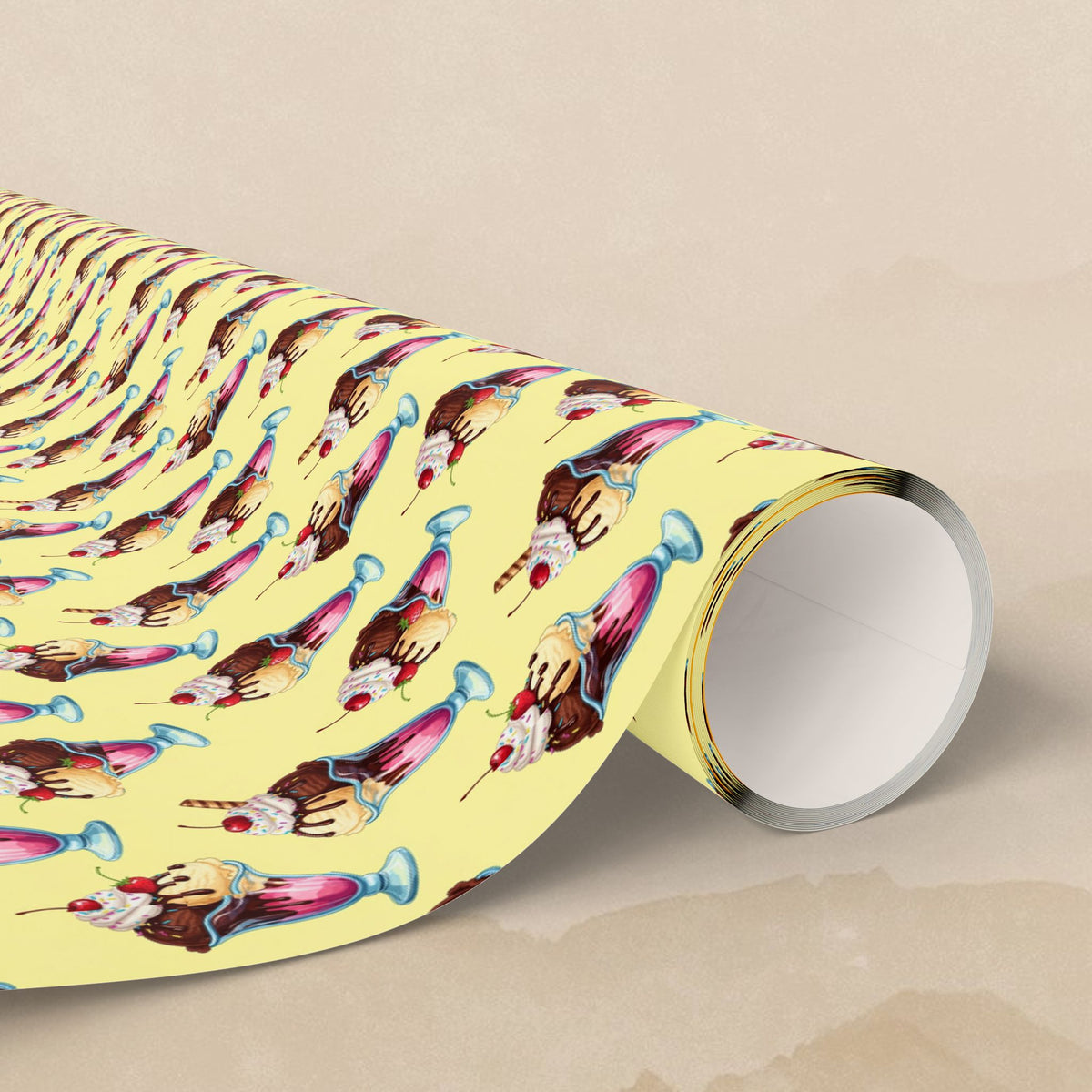 Retro Ice Cream Cone Pattern Wrapping Papers | Vintage Dessert Print