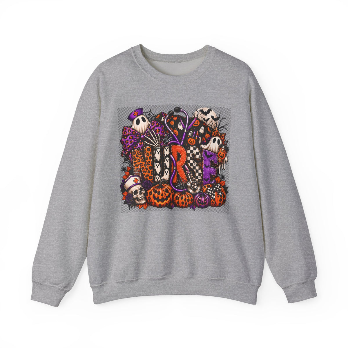 Spooky Pumpkins & Ghosts Halloween Crewneck Sweatshirt