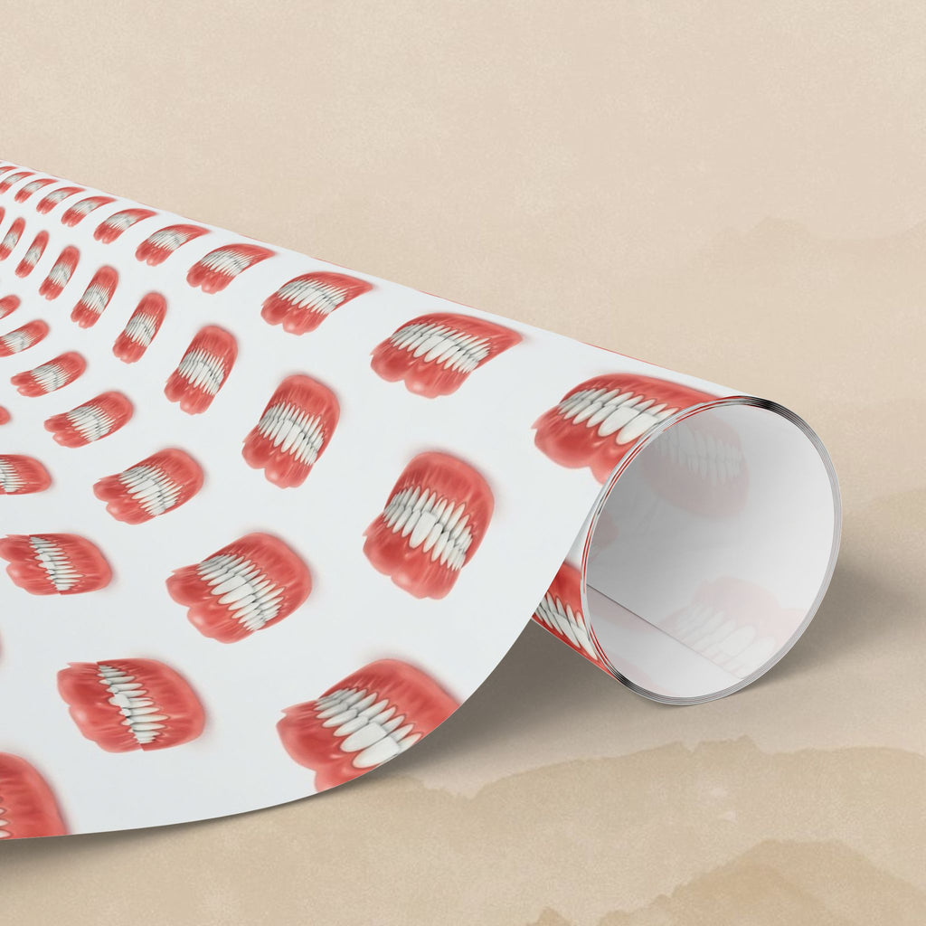 Dentures Pattern Wrapping Paper | Cosmetic Theme