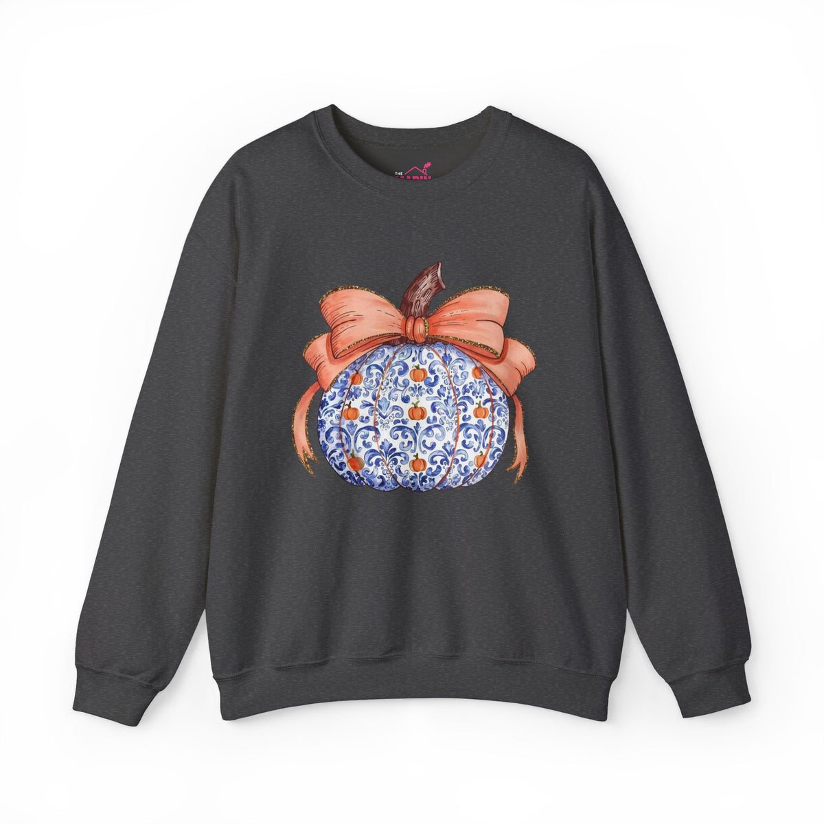 Blue Pumpkin Bow Sweatshirt | Preppy Fall Crewneck