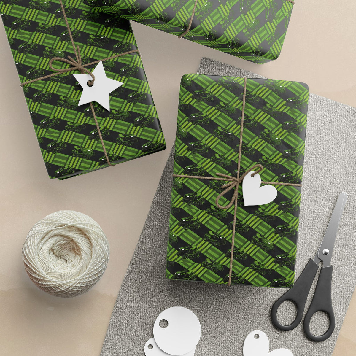 Green Lawn Mower Wrapping Papers | Halloween Gift Wrap Roll