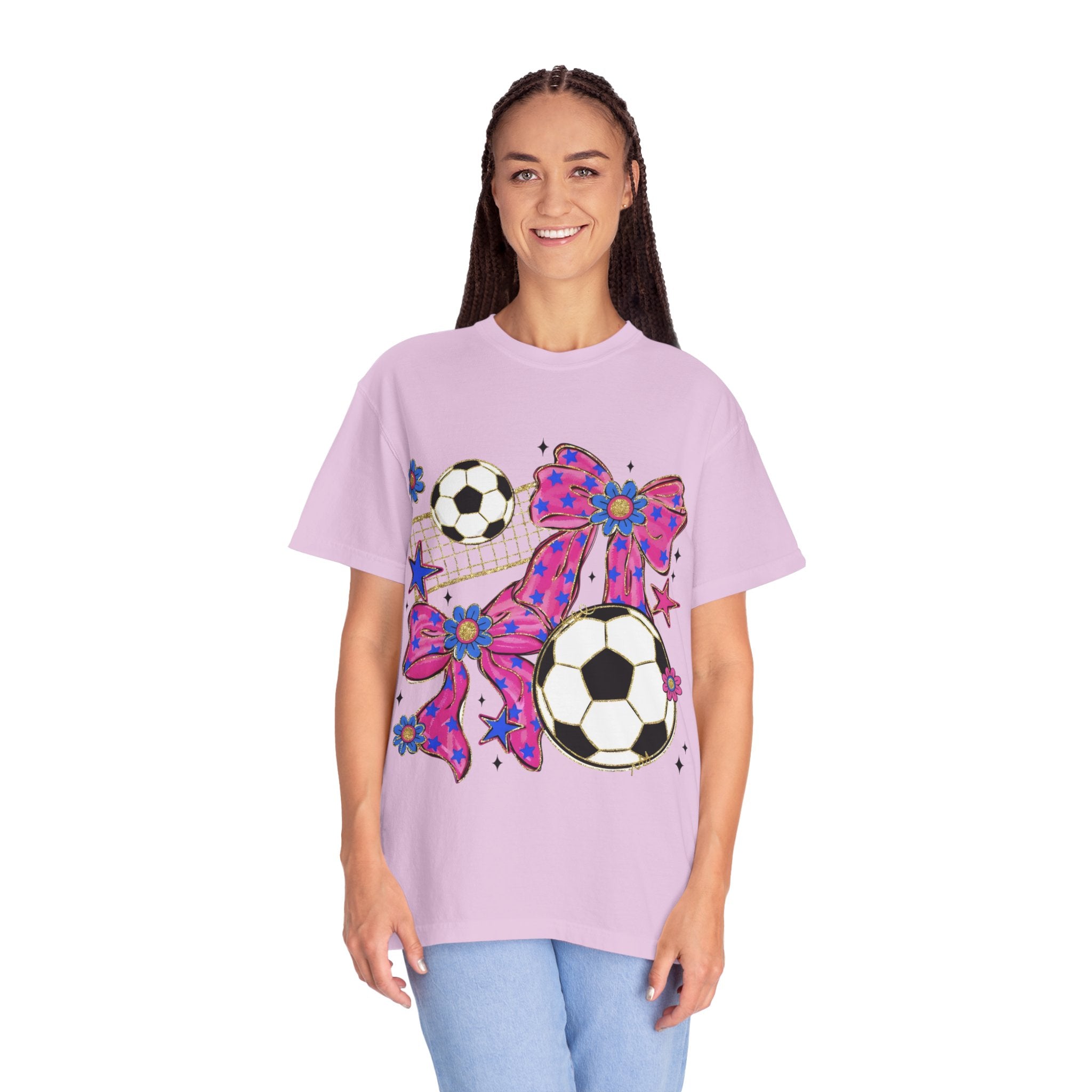 Pink Polka Dot Bows Soccer T-Shirt