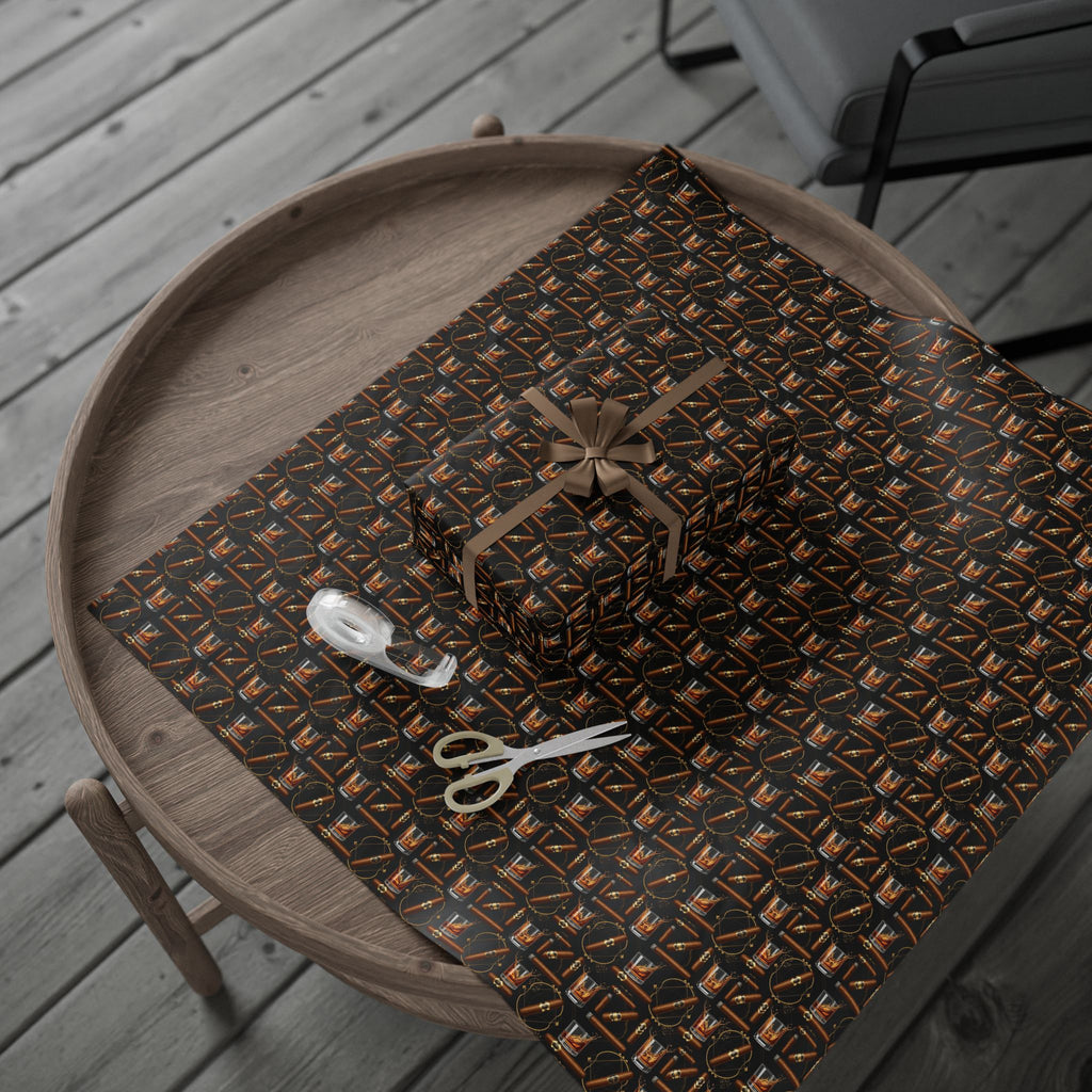 Leather Belt  & Cigars Mens Pattern Wrapping Paper | Vintage Buckle Repeat Print