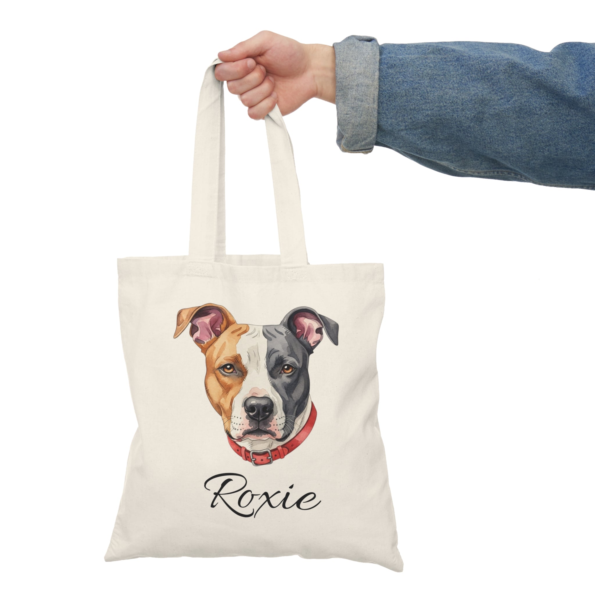 Personalized Dog Portrait Tote Bag - Custom Dog Name