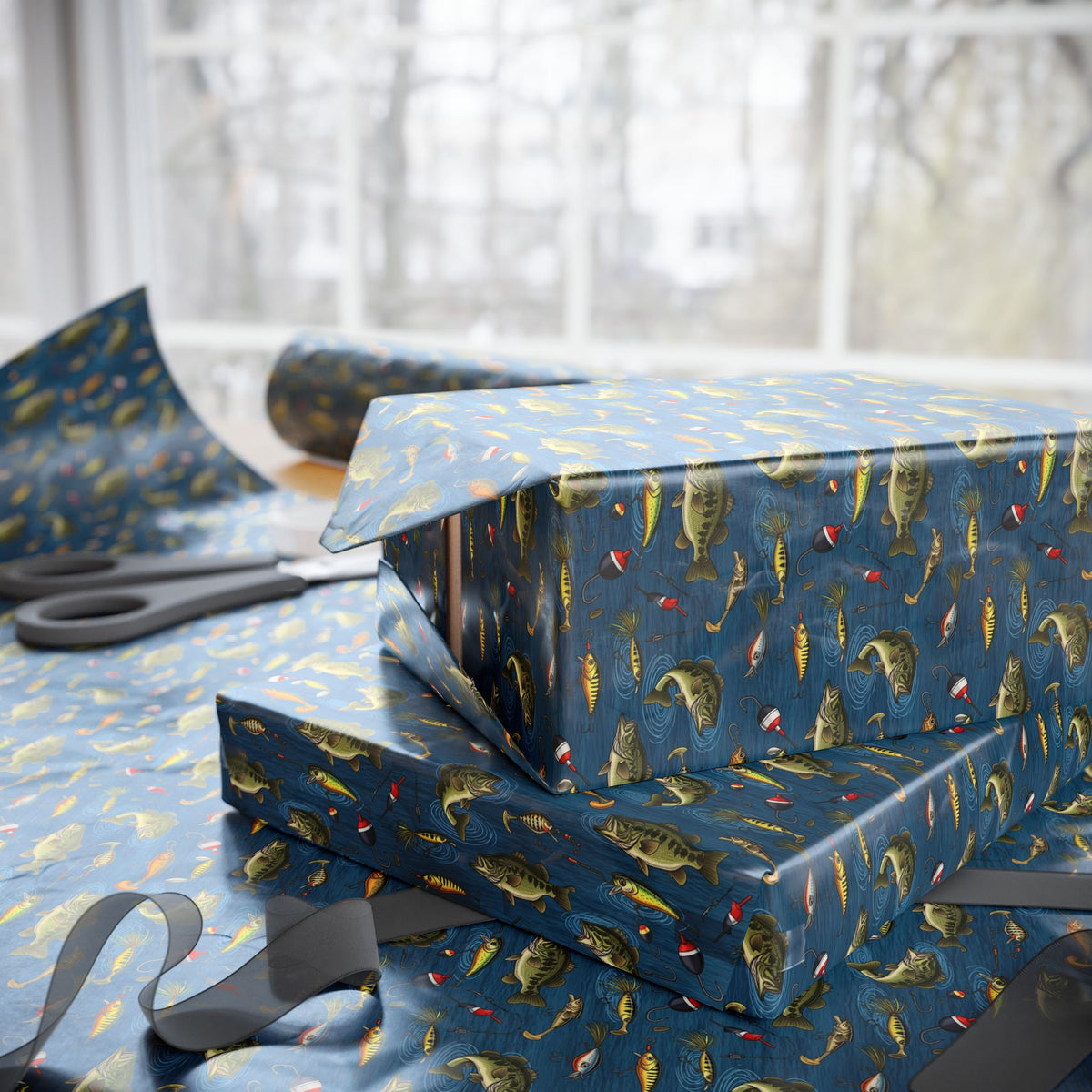 Fishing Lures Pattern Wrapping Paper | Angler Bait Nautical Gift Wrap