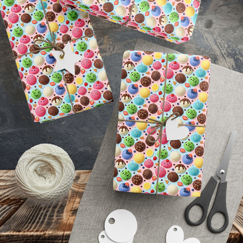 Colorful ice-cream scoop Pattern Wrapping Paper | Bakery Sweets Holiday Wrap
