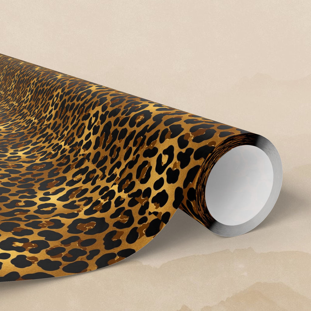 Leopard Print Wrapping Paper | Animal Print Gift Wrap Roll, Brown Gold Cheetah Pattern
