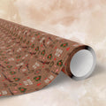 Cozy Deer Lover Valentines Wrapping Paper | Gift Wrap Roll, Brown Christmas Pattern