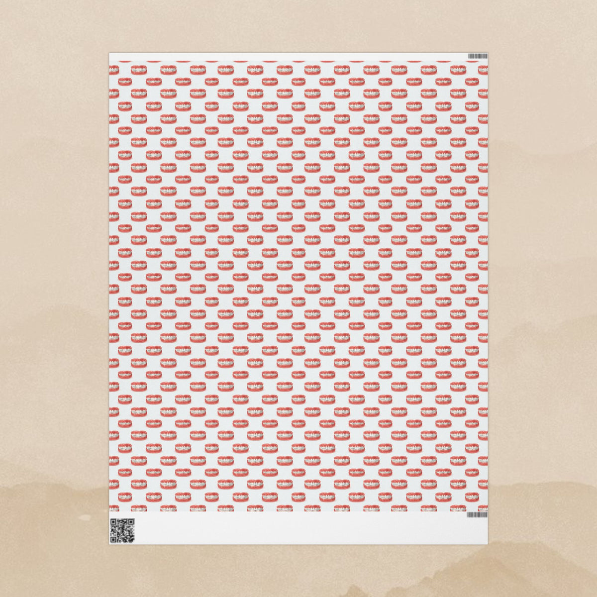 Dentures Pattern Wrapping Paper | Cosmetic Theme