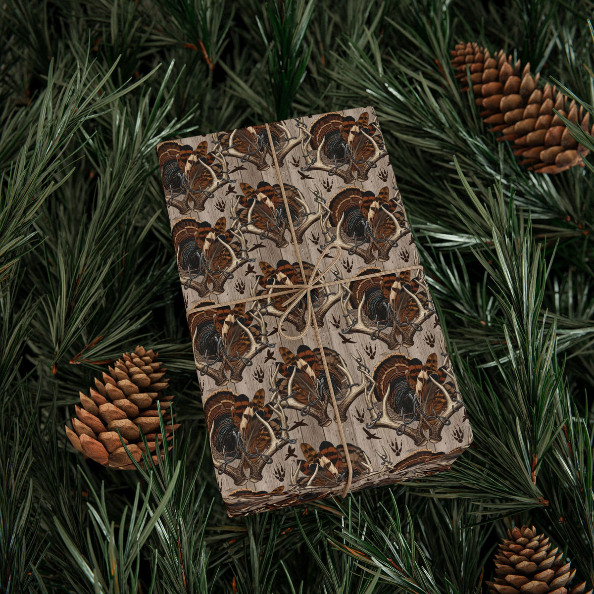 Hunters Antler Pattern Wrapping Papers | Brown Marble Floral Gift Wrap