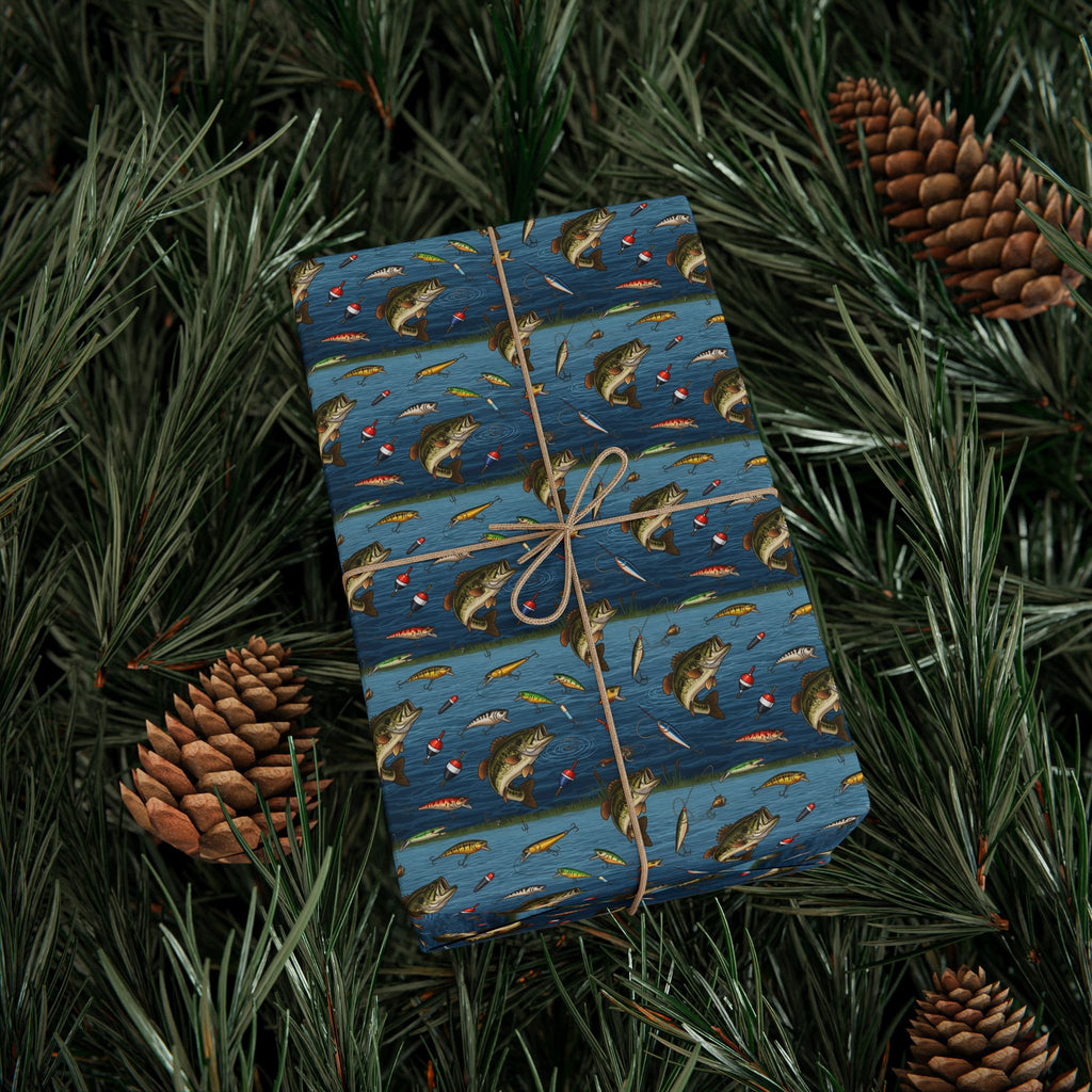 Bass Fishing Pattern Wrapping Paper | Nautical Boat Gift Wrap