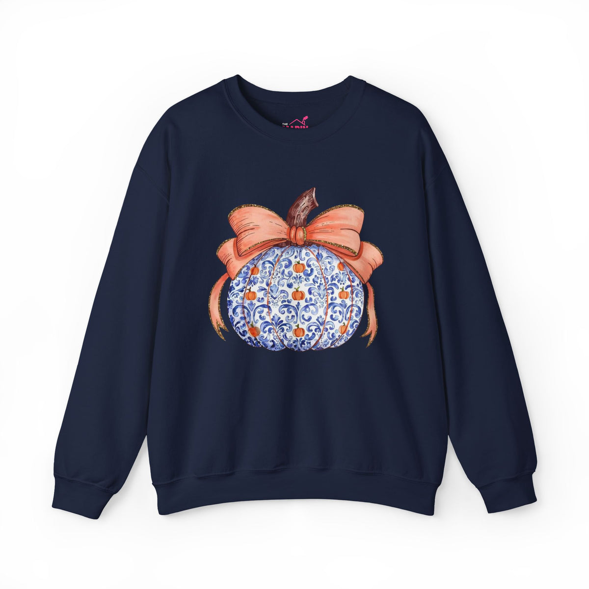 Blue Pumpkin Bow Sweatshirt | Preppy Fall Crewneck