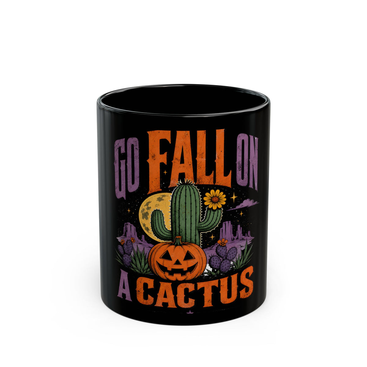 Go fall on a cactus halloween mug