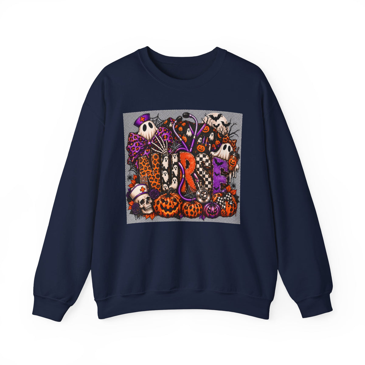 Spooky Pumpkins & Ghosts Halloween Crewneck Sweatshirt