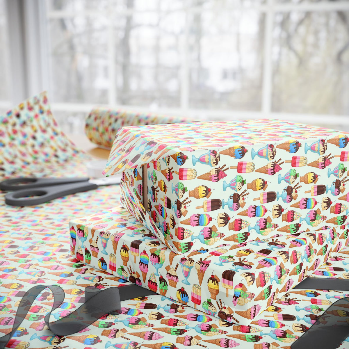 Colorful Icecream Pattern Wrapping Papers | Summer Ice Cream Print