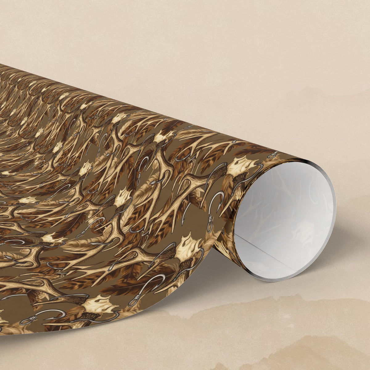 Brown Antler Pattern Wrapping Paper