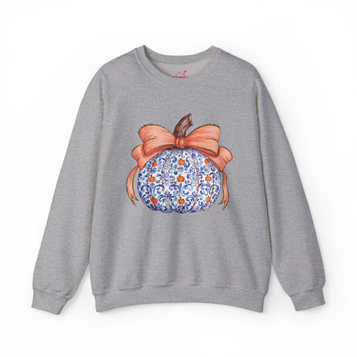 Blue Pumpkin Bow Sweatshirt | Preppy Fall Crewneck