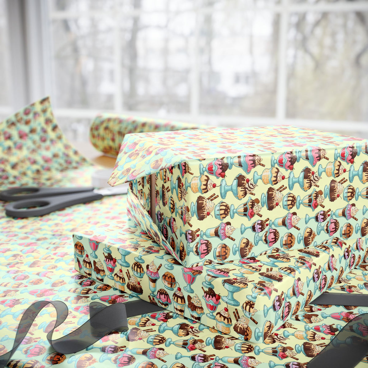 Ice Cream Cones Wrapping Paper | Patterned Gift Wrap, Dessert Party