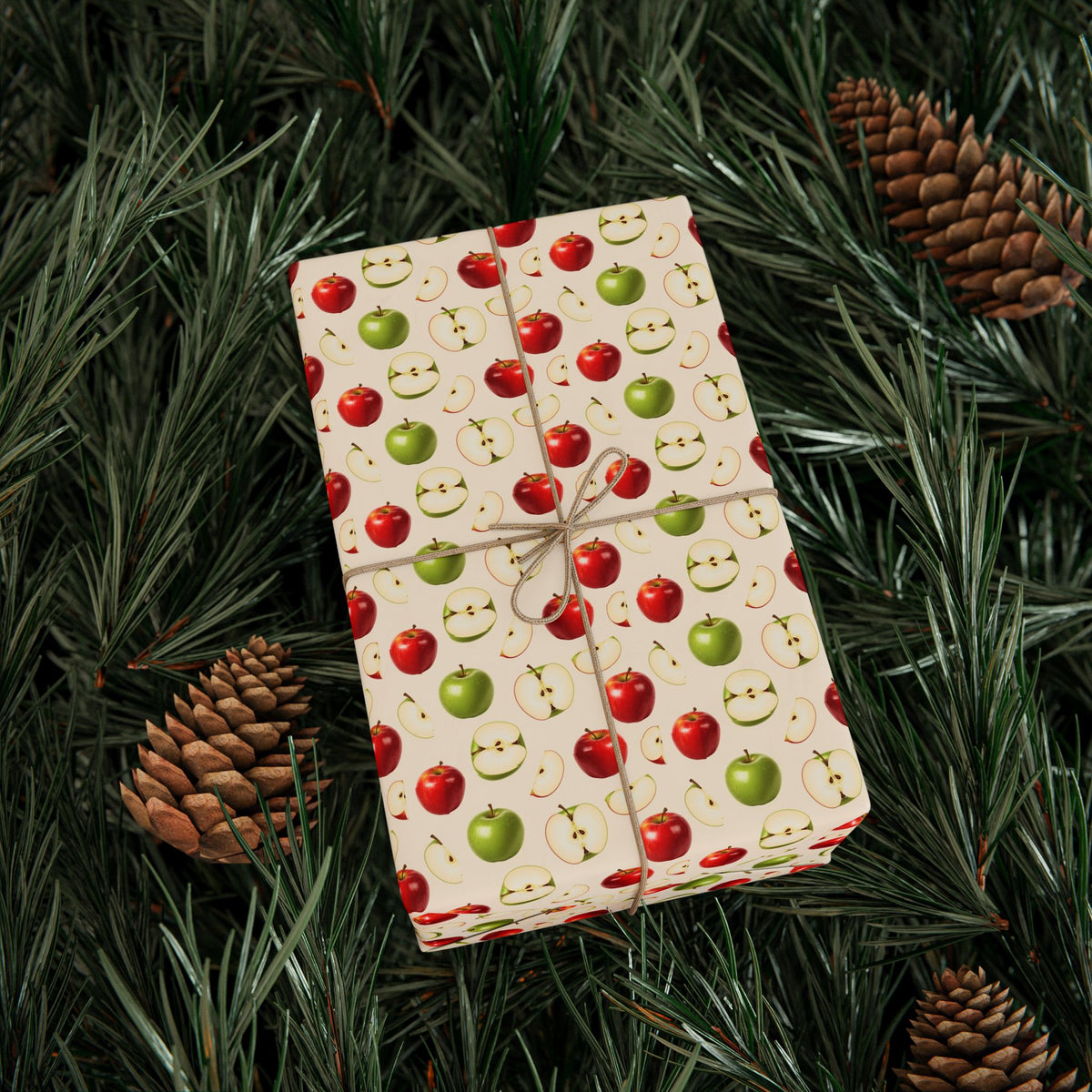 Red and Green Apples Wrapping Paper | Fruit Pattern Gift Wrap Roll
