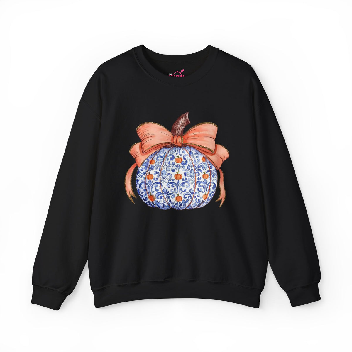 Blue Pumpkin Bow Sweatshirt | Preppy Fall Crewneck