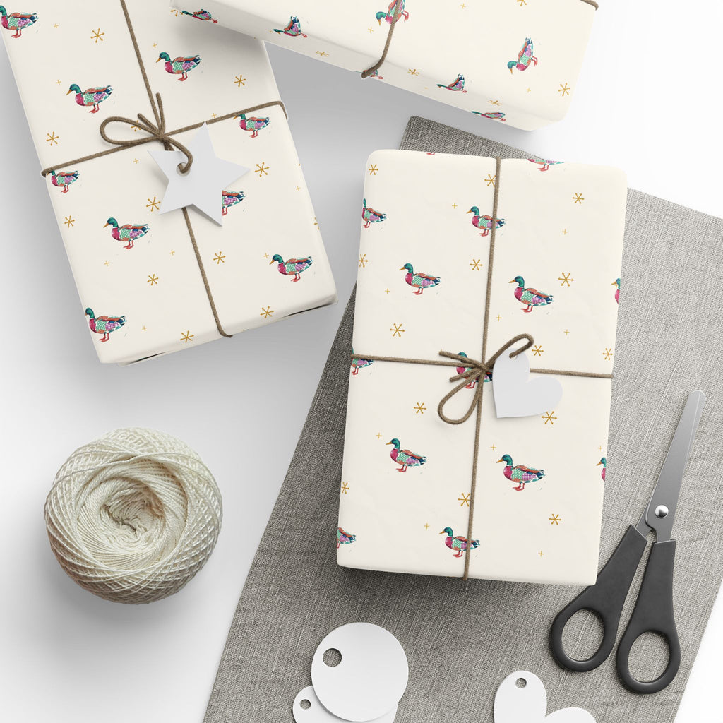 Christmas Duck Wrapping Paper | Mallard Gift Wrap | Rustic Holiday Wrapping Paper