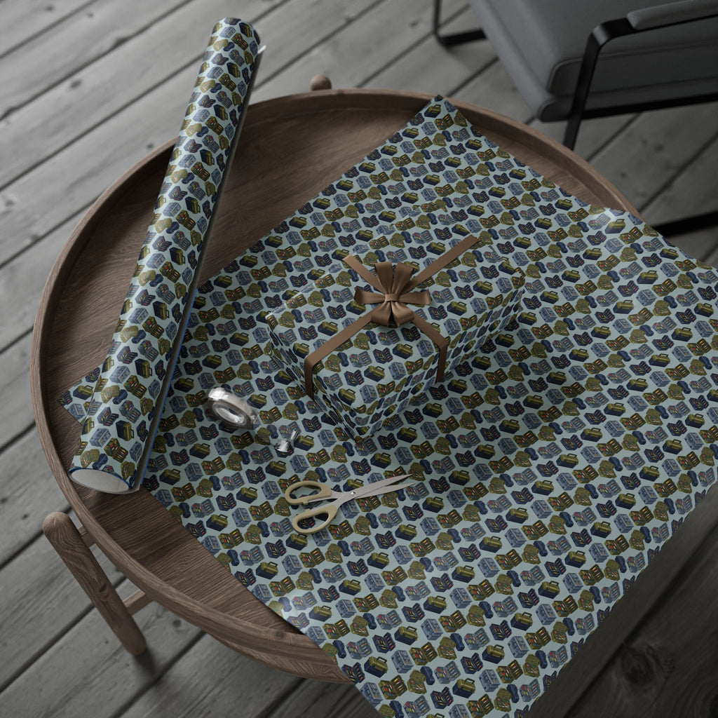 Vintage Tackle Box  Pattern Wrapping Paper | Retro Radios Gift Wrap
