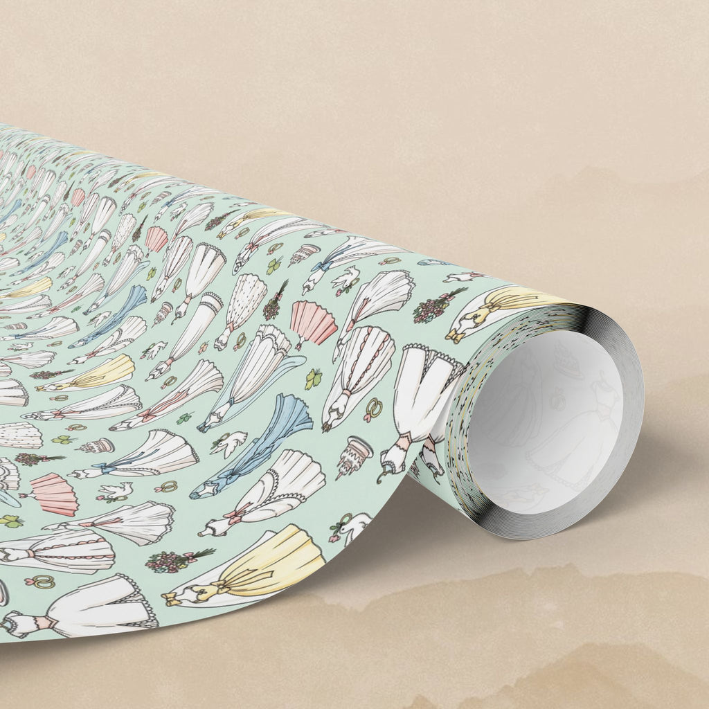 Handdrawn Bridesmaid Dresses Wrapping Paper | Wedding Shower Pattern