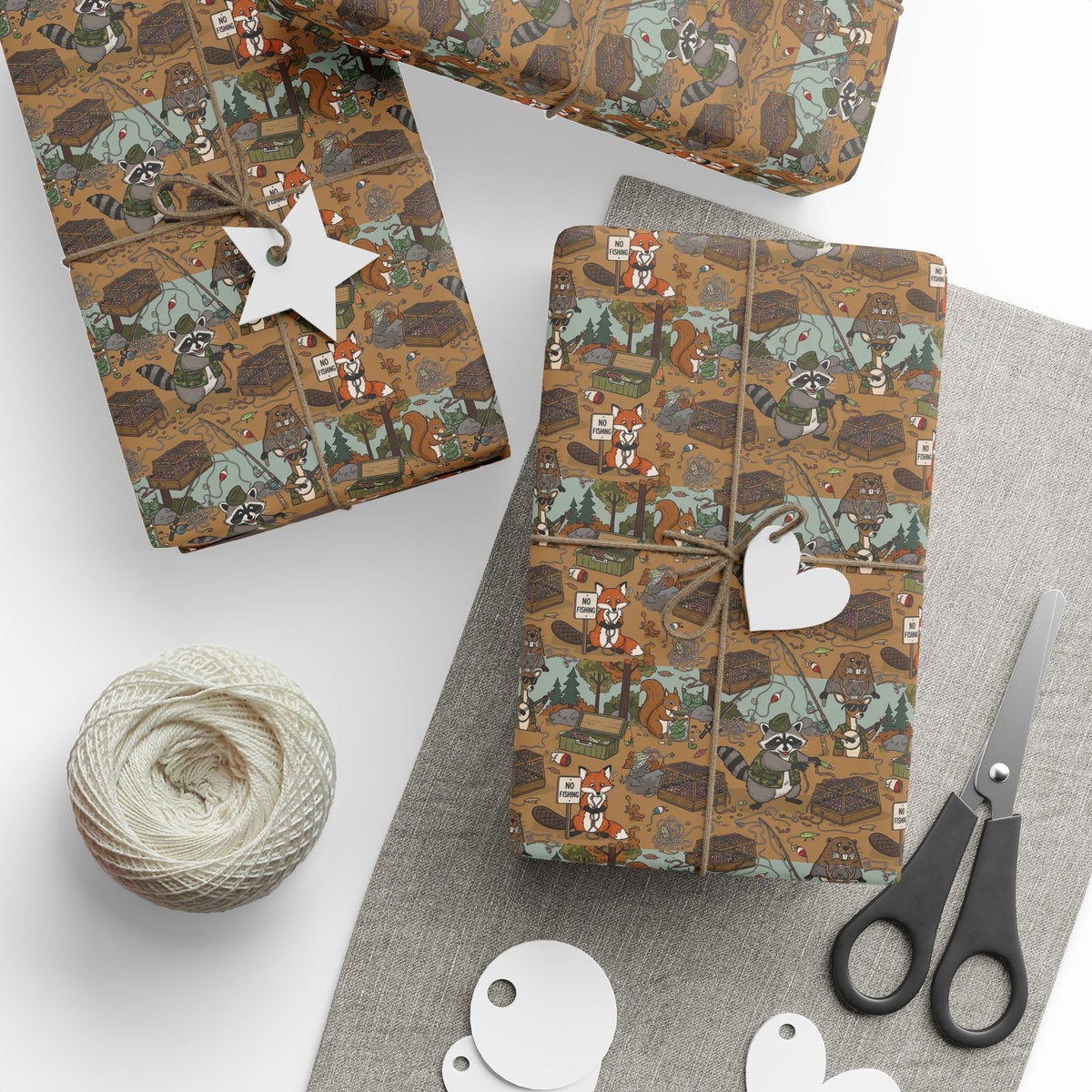 Woodland Camping Pattern Wrapping Paper | Nature Outdoors Gift Wrap