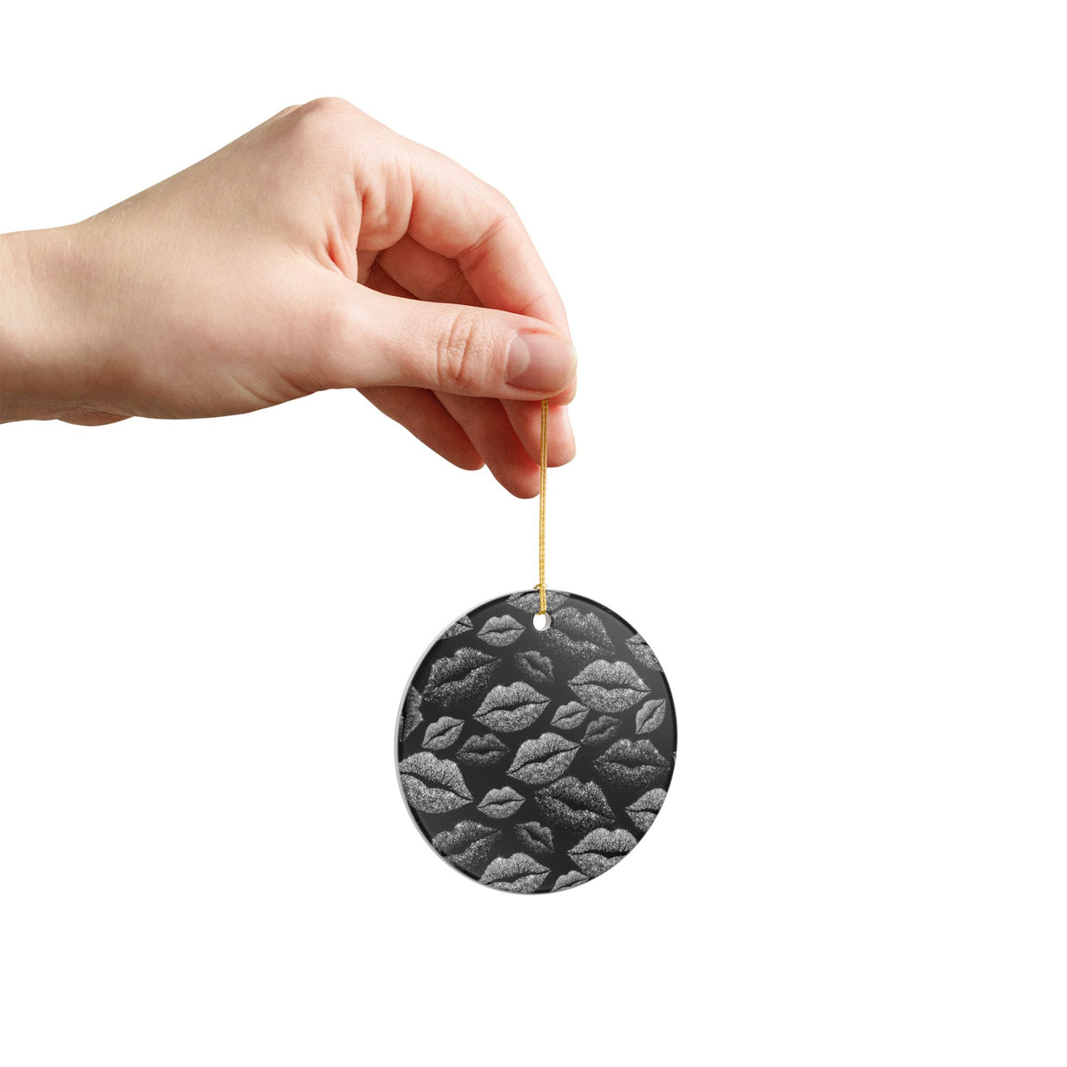 Chic Lip Print Ceramic Ornament