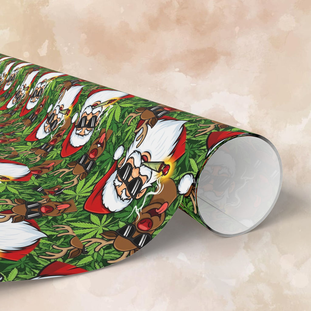 Stoner Santa Smoking Pattern Wrapping Paper | Christmas Holiday Gift Wrap