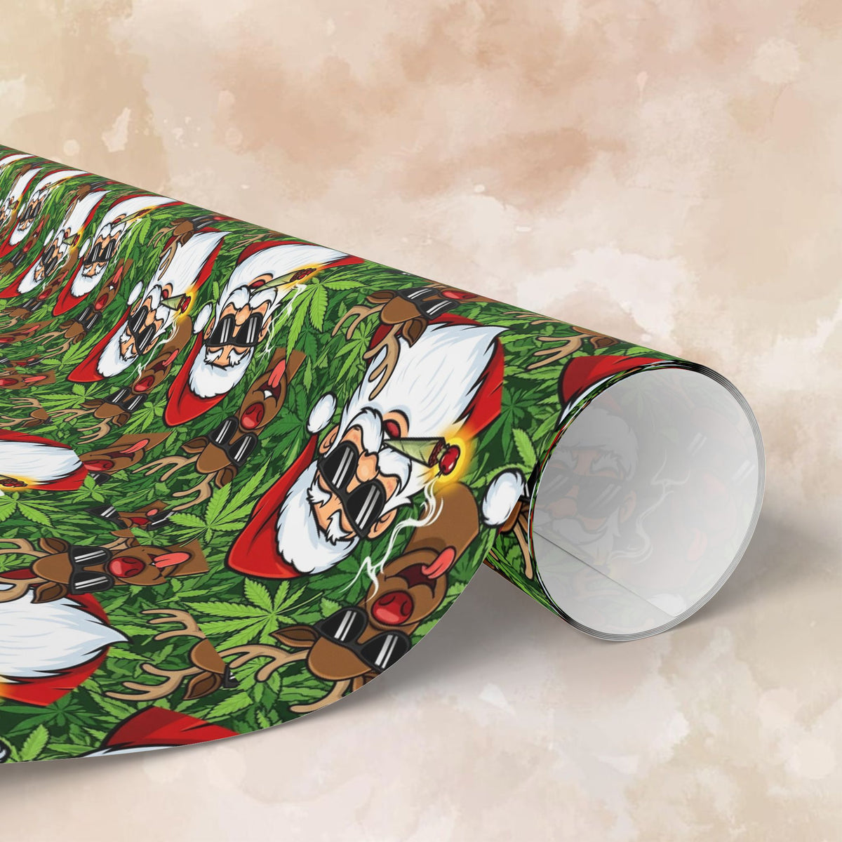 Stoner Santa Smoking Pattern Wrapping Paper | Christmas Holiday Gift Wrap