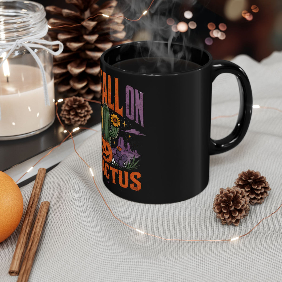Go fall on a cactus halloween mug