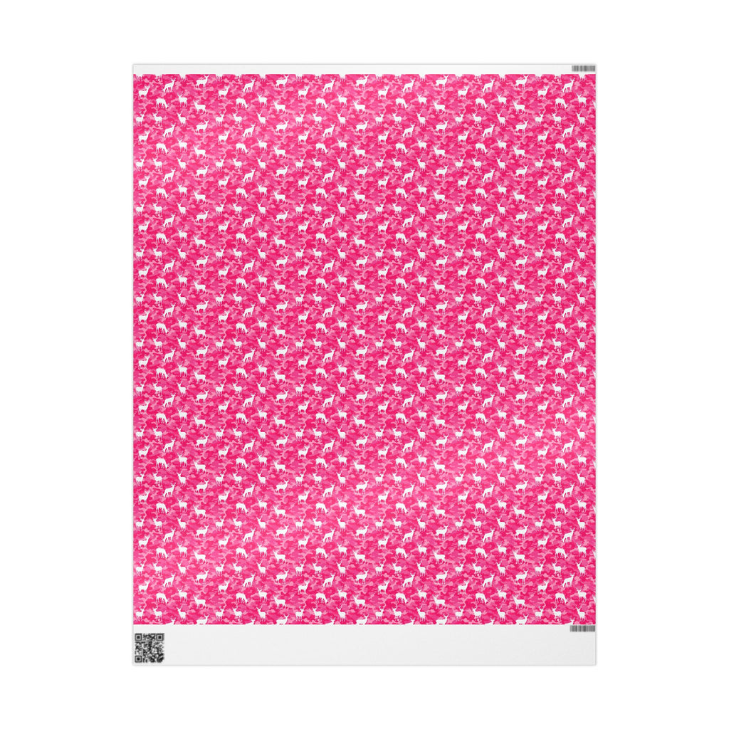 Pink Camo Deer Pattern Wrapping Paper | Pink Cat Camouflage Gift Wrap