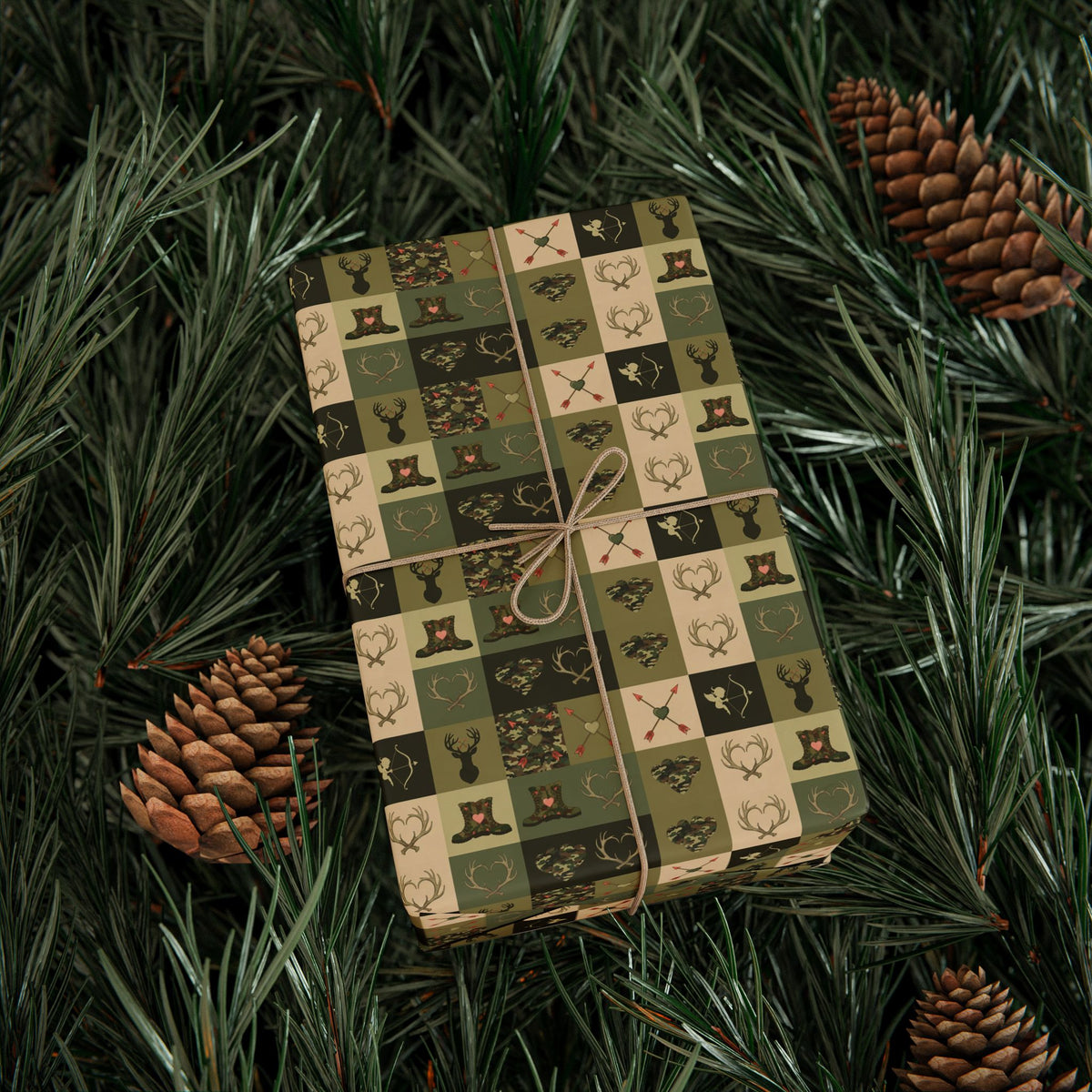Hunting Tartan Wrapping Papers | Camouflage Game Tags, Outdoors Pattern