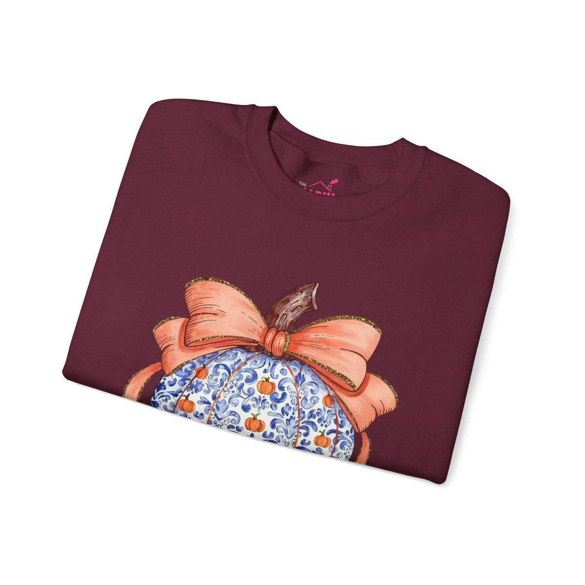 Blue Pumpkin Bow Sweatshirt | Preppy Fall Crewneck
